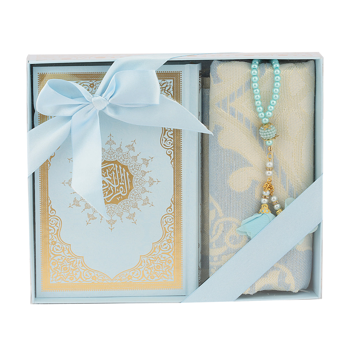 ZANBEAL Heritage Reflections Islamic Gift Set : Luxurious Prayer Set with Quran, Tasbih and Prayer Rug