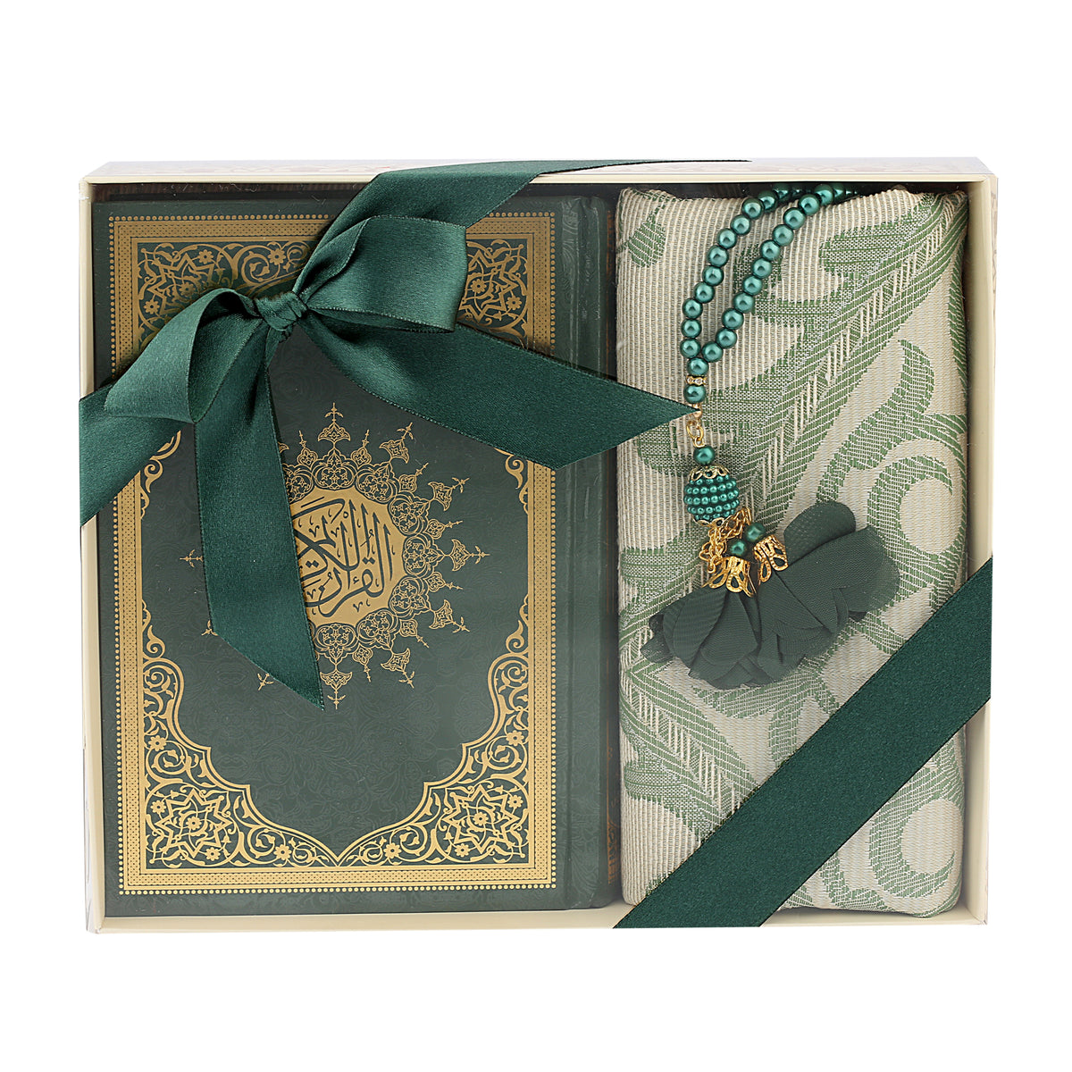 ZANBEAL Heritage Reflections Islamic Gift Set : Luxurious Prayer Set with Quran, Tasbih and Prayer Rug