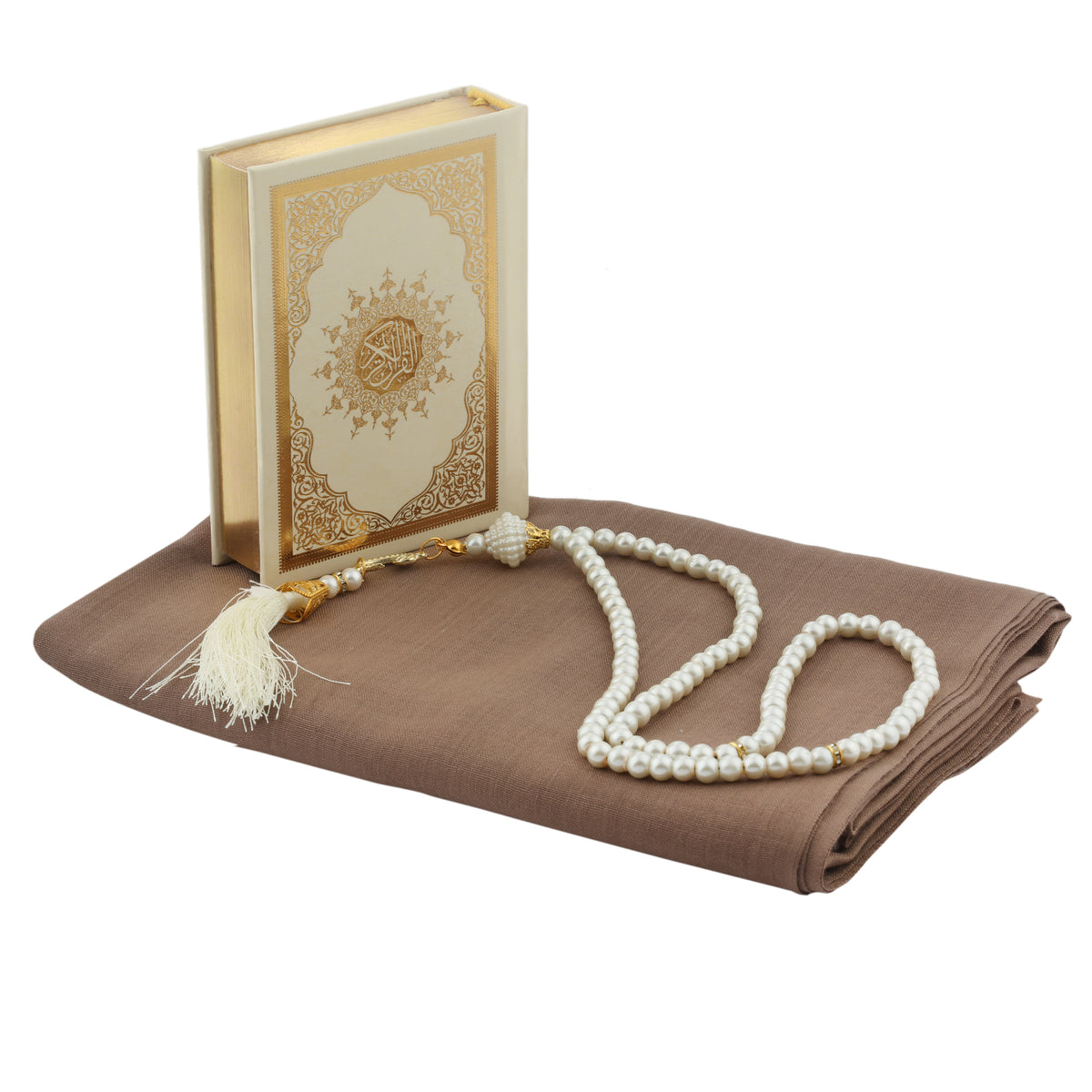 ZANBEAL Divine Grace Collection Islamic Gift Set: Quran with Detailing, Luxe Pashmina Hijab, and Tasbih Beads