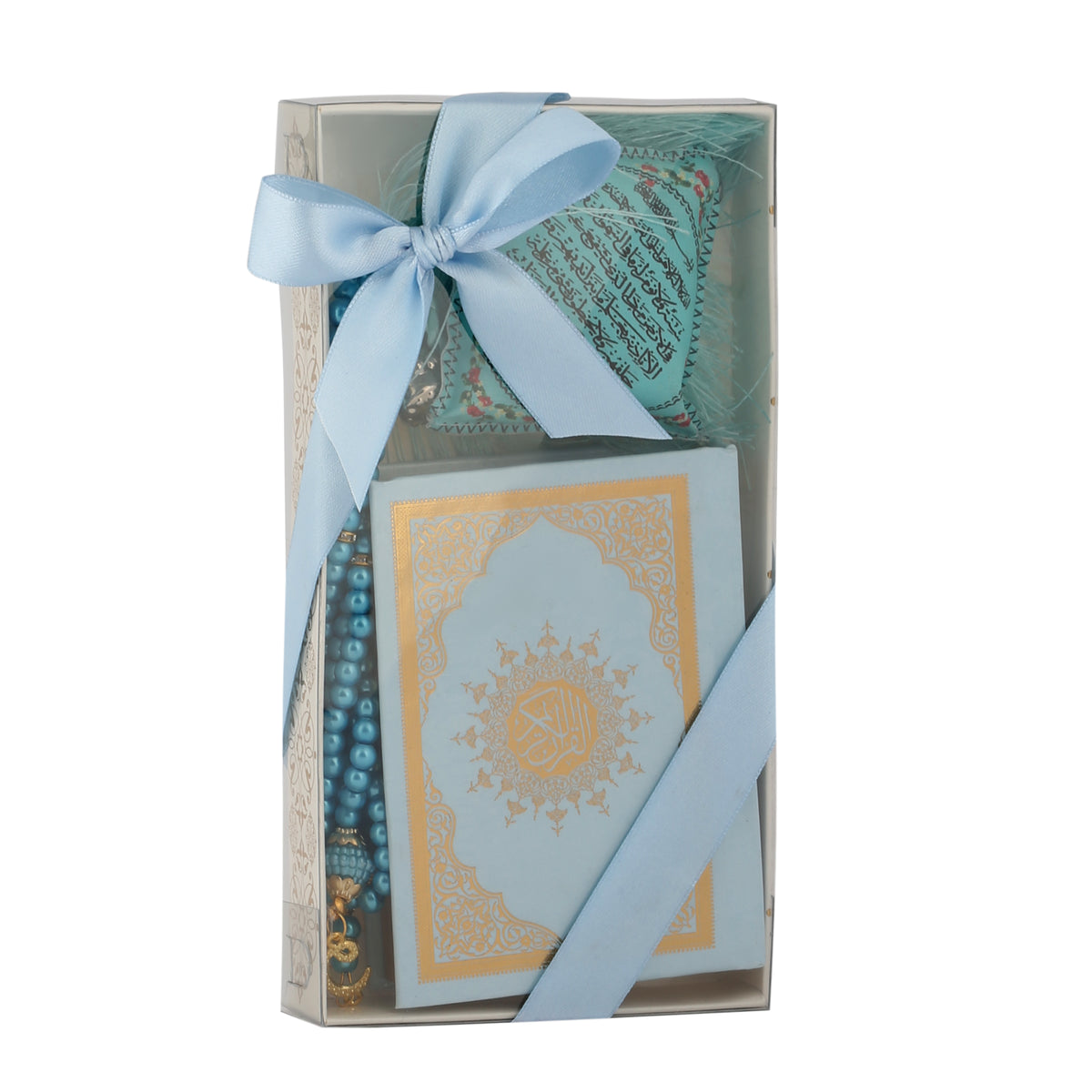 ZANBEAL Tranquil Journey Islamic Gift Set: Quran, Tasbih Prayer Beads , and Dua Car Hanging Cushion