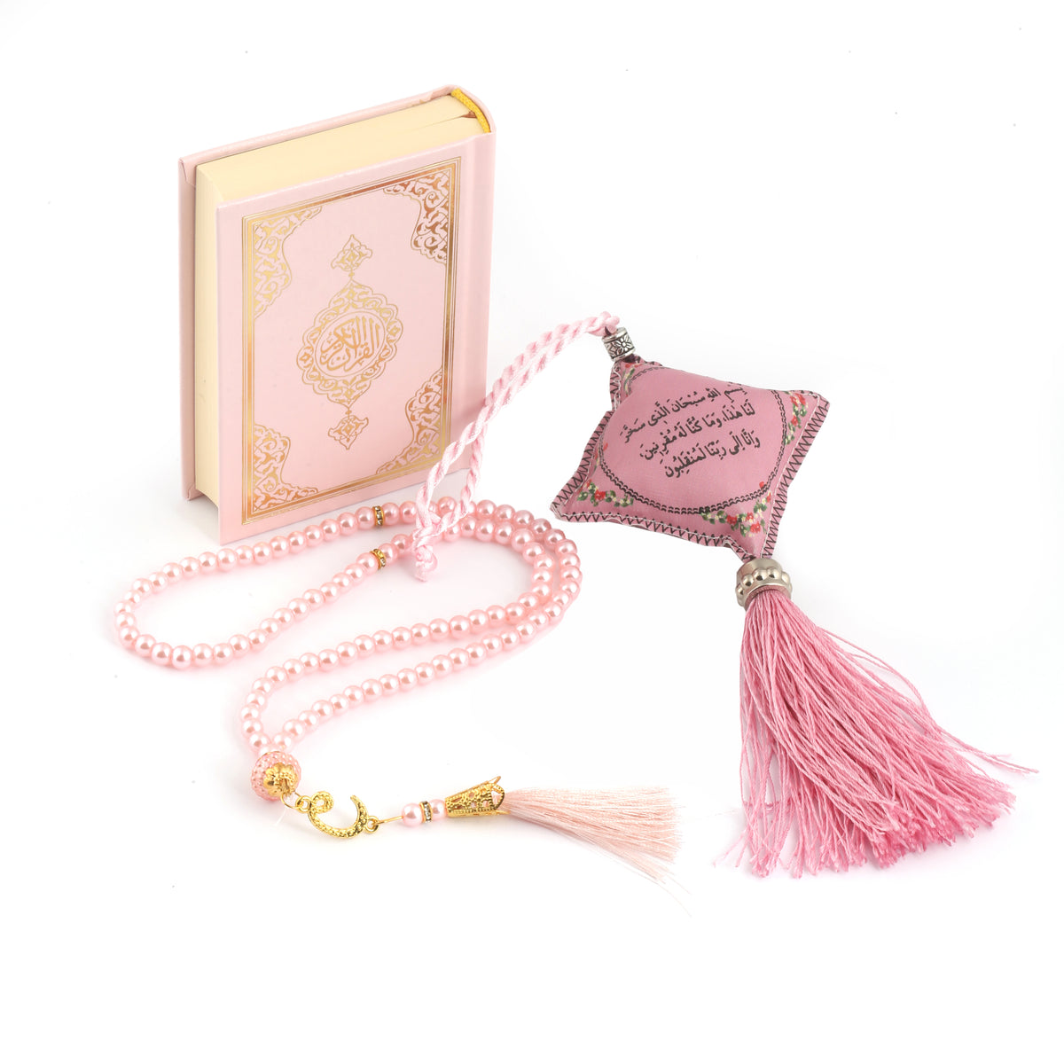 ZANBEAL Tranquil Journey Islamic Gift Set: Quran, Tasbih Prayer Beads , and Dua Car Hanging Cushion