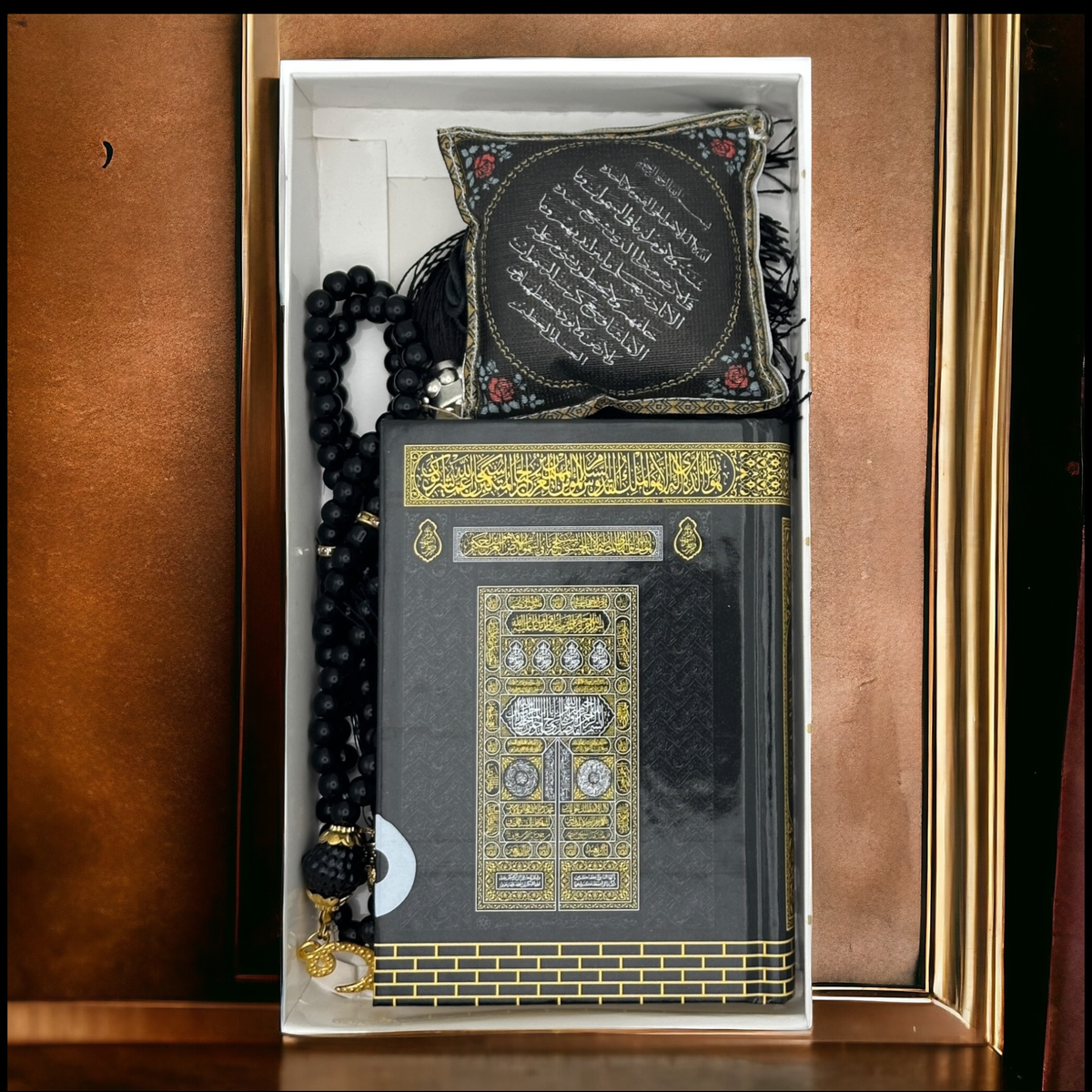 ZANBEAL Tranquil Journey Islamic Gift Set: Quran, Tasbih Prayer Beads , and Dua Car Hanging Cushion