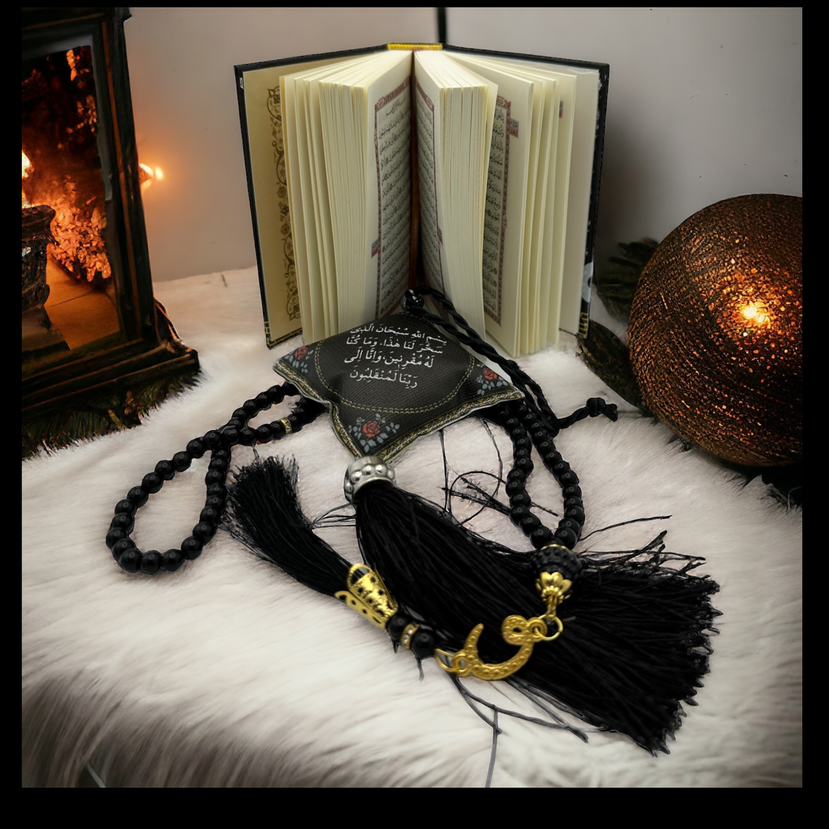 ZANBEAL Tranquil Journey Islamic Gift Set: Quran, Tasbih Prayer Beads , and Dua Car Hanging Cushion