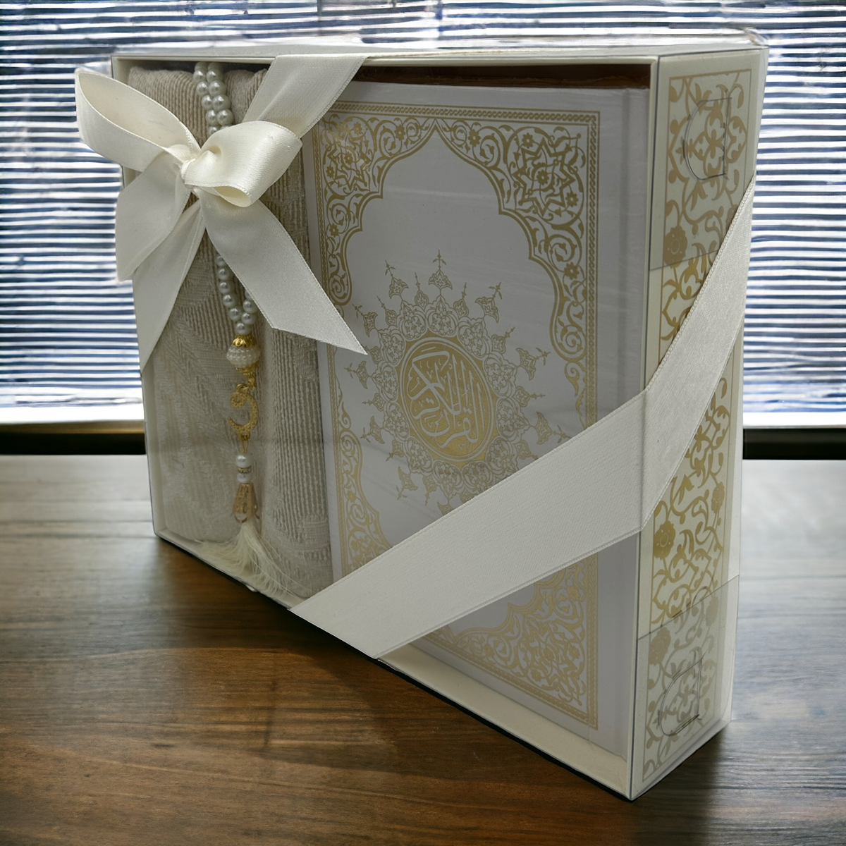 ZANBEAL Heritage Reflections Islamic Gift Set : Luxurious Prayer Set with Quran, Tasbih and Prayer Rug