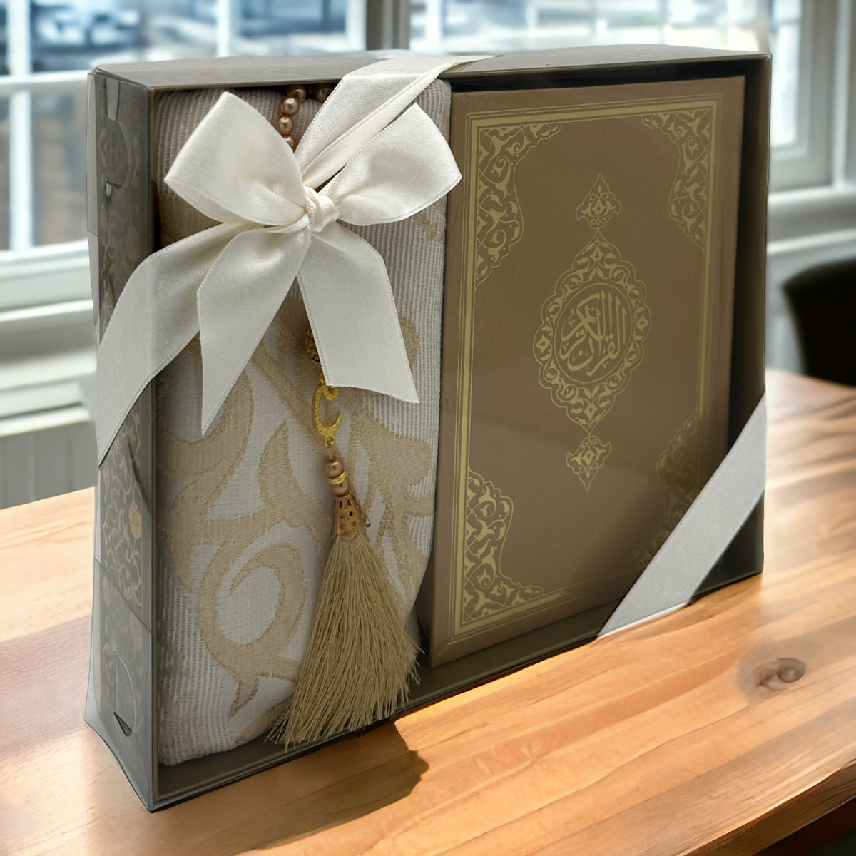 ZANBEAL Heritage Reflections Islamic Gift Set : Luxurious Prayer Set with Quran, Tasbih and Prayer Rug