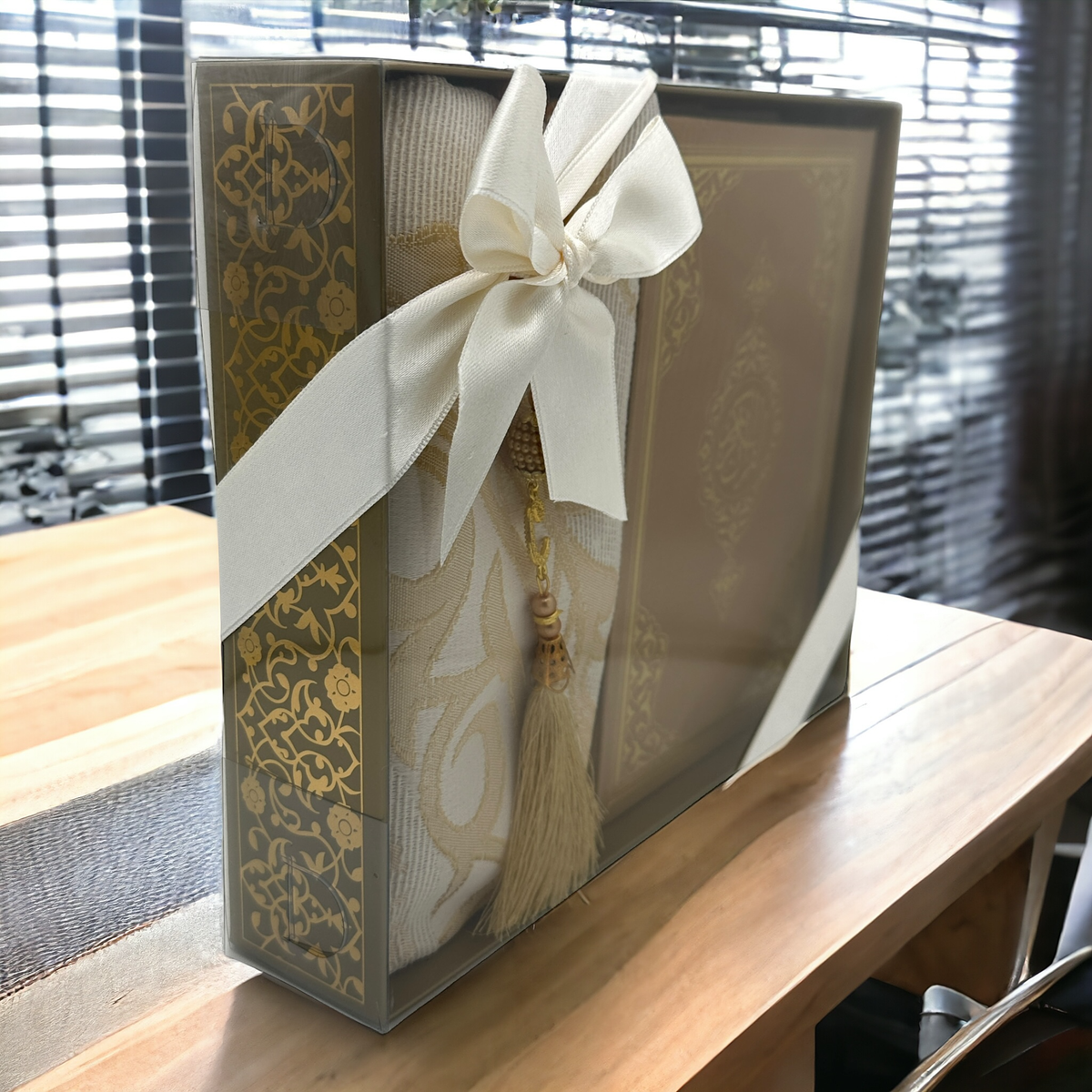 ZANBEAL Heritage Reflections Islamic Gift Set : Luxurious Prayer Set with Quran, Tasbih and Prayer Rug