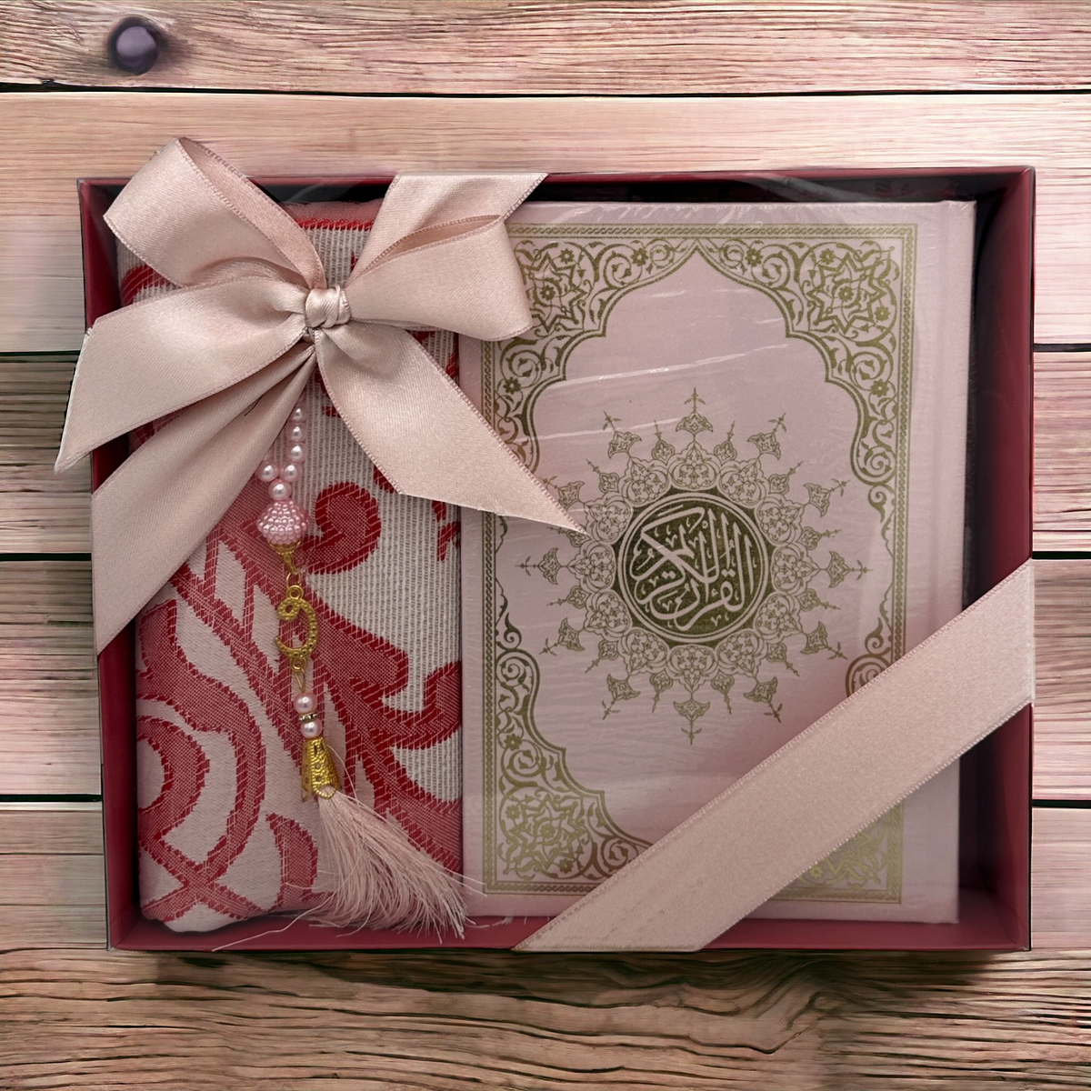 ZANBEAL Heritage Reflections Islamic Gift Set : Luxurious Prayer Set with Quran, Tasbih and Prayer Rug