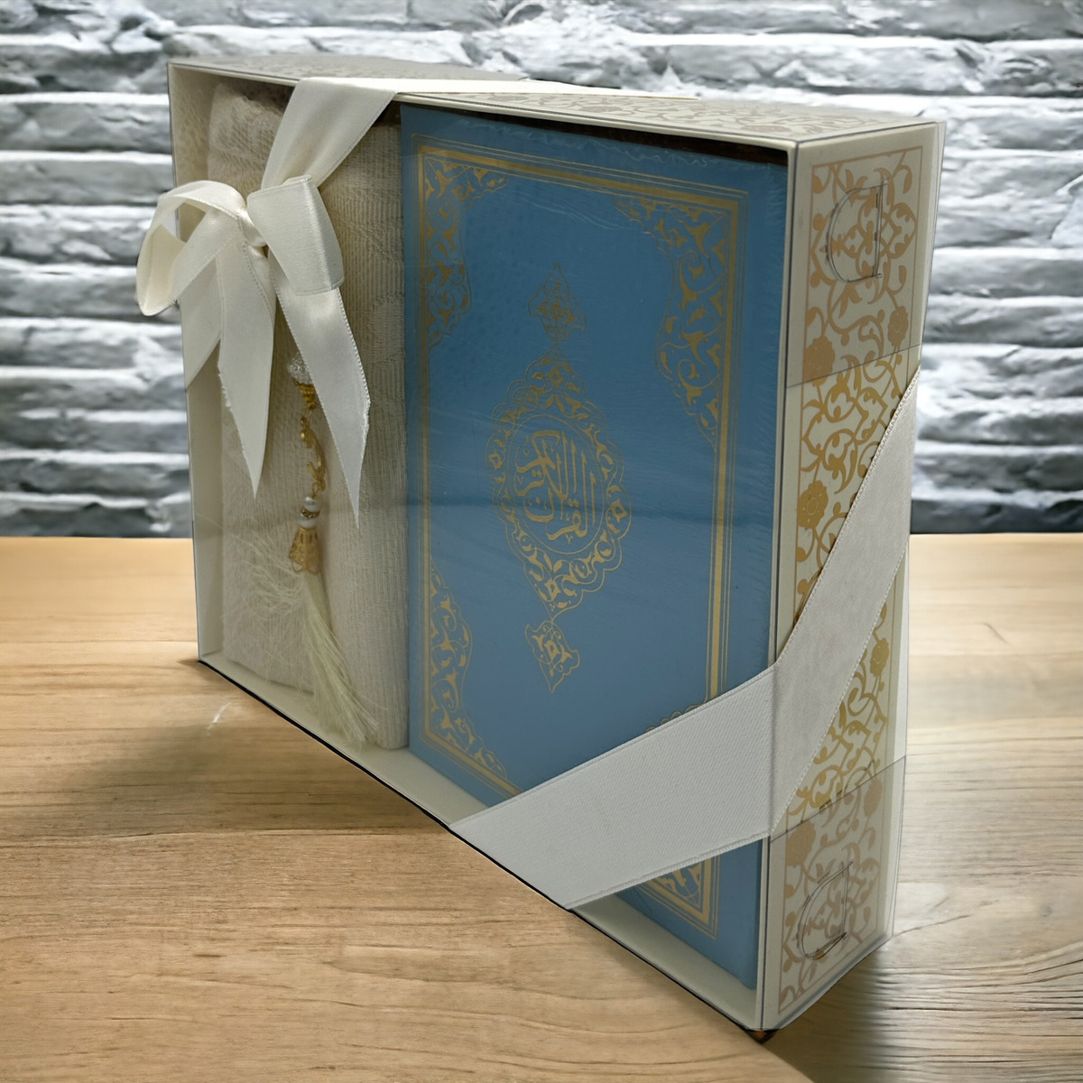 ZANBEAL Heritage Reflections Islamic Gift Set : Luxurious Prayer Set with Quran, Tasbih and Prayer Rug