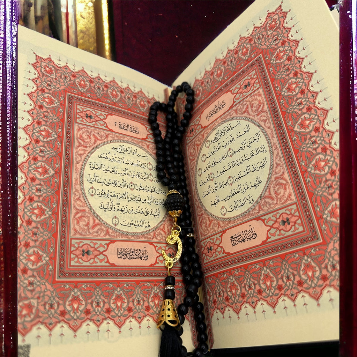 ZANBEAL Heritage Reflections Islamic Gift Set : Luxurious Prayer Set with Quran, Tasbih and Prayer Rug