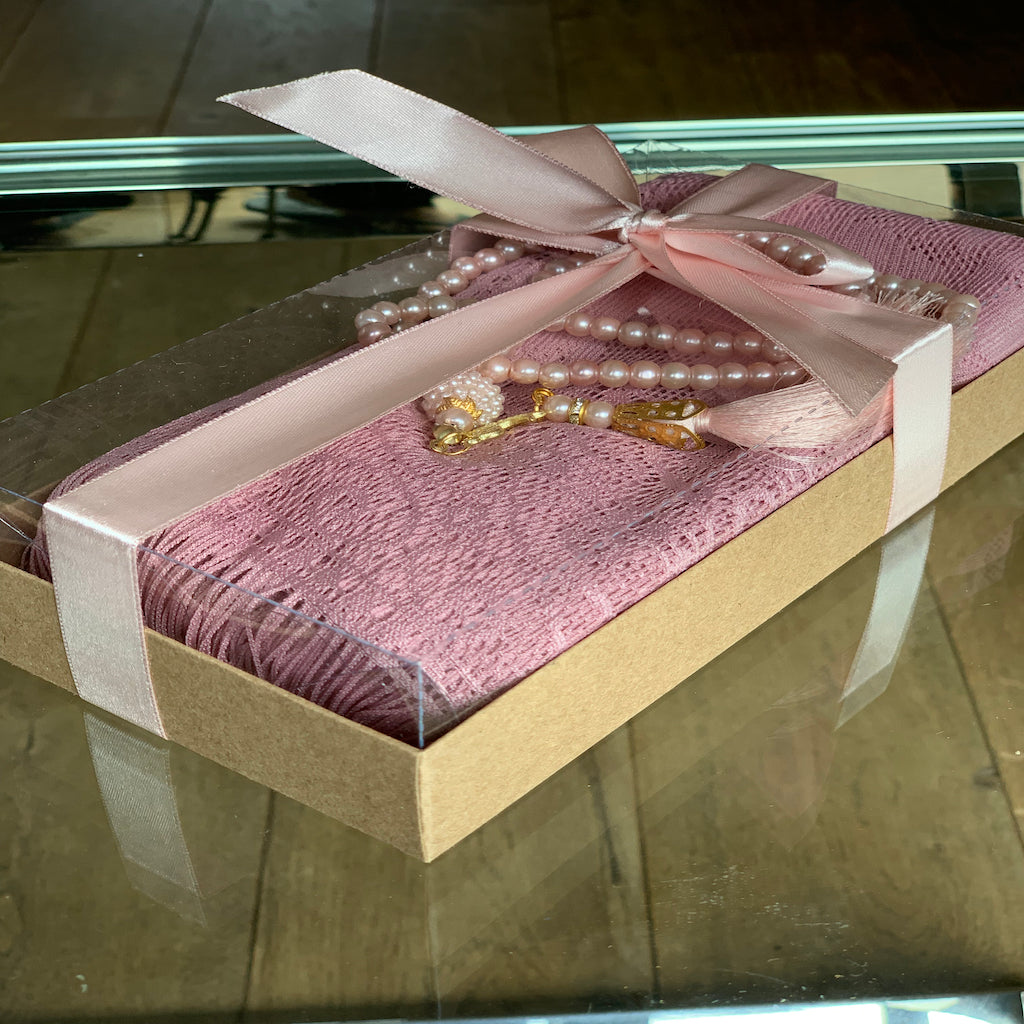 Islamic Gift Set Bundle includes Prayer Mat set for Adults + Ladies Headscarf set plus Air Freshener-Islamic Goods Direct