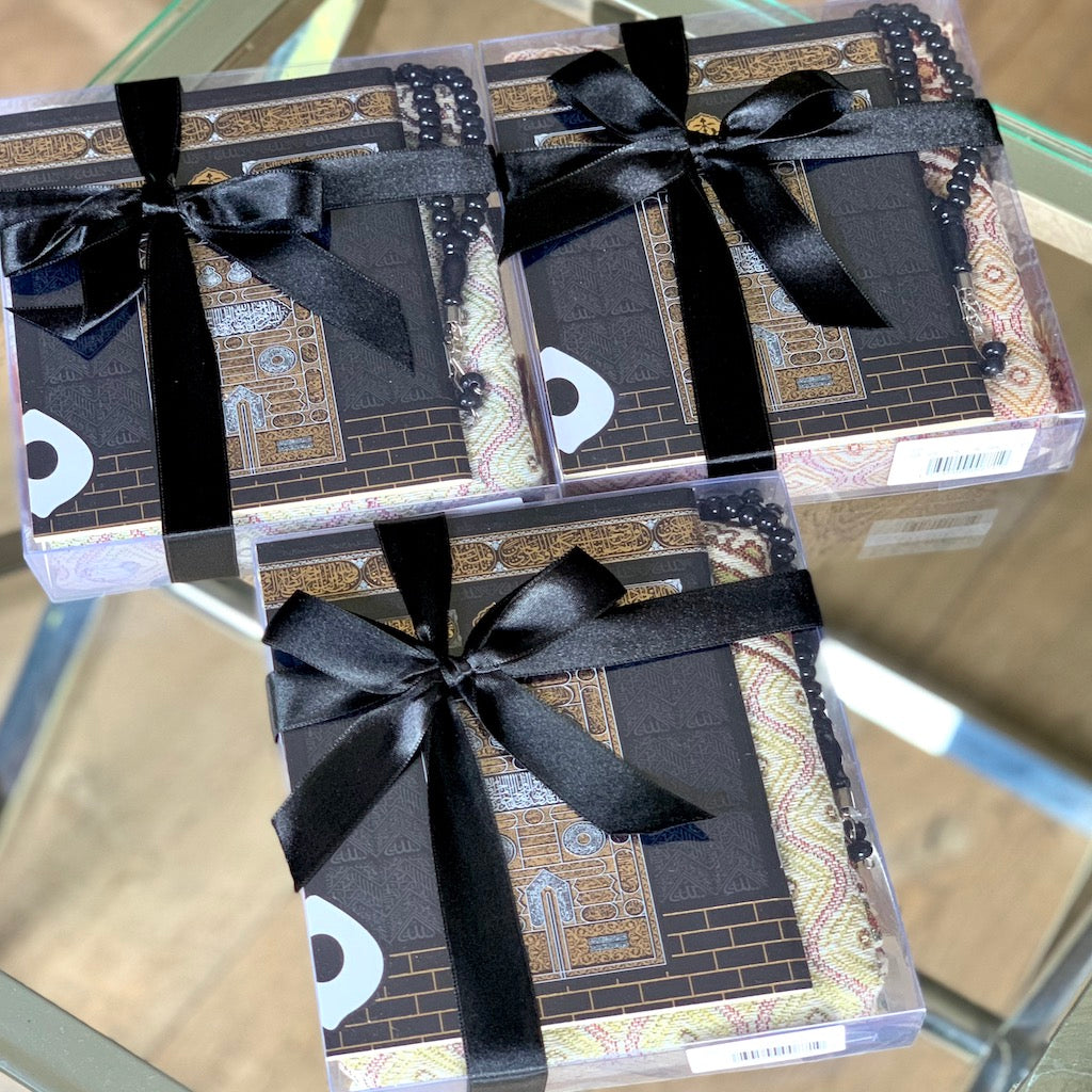 Islamic Gift Set Bundle includes Prayer Mat set for Adults + Ladies Headscarf set plus Air Freshener-Islamic Goods Direct