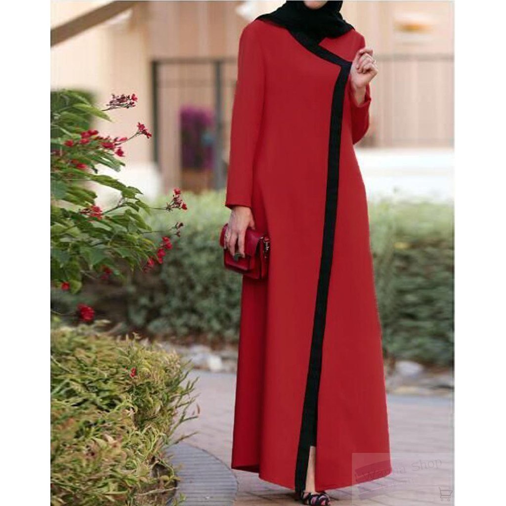 Coat Style Abaya Open Front Red-Women-Islamic Goods Direct