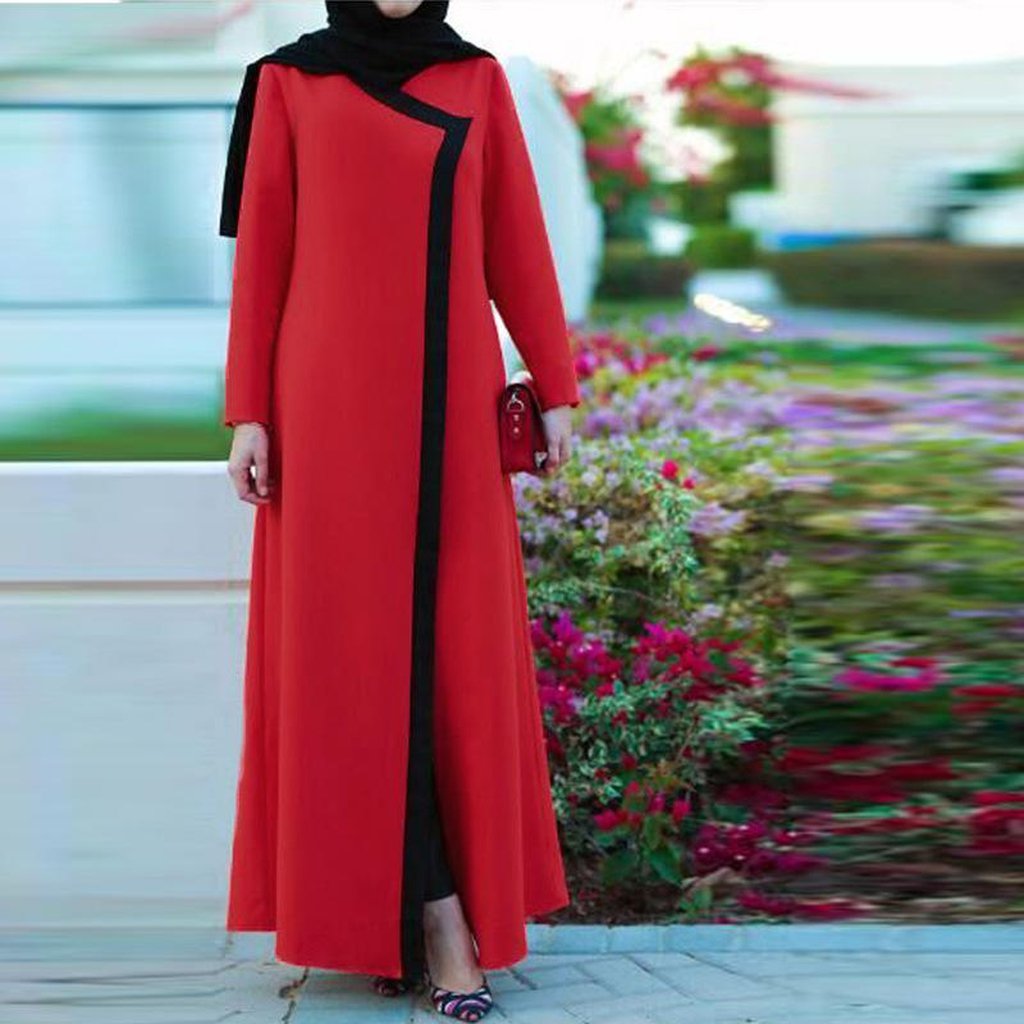 Coat Style Abaya Open Front Red-Women-Islamic Goods Direct