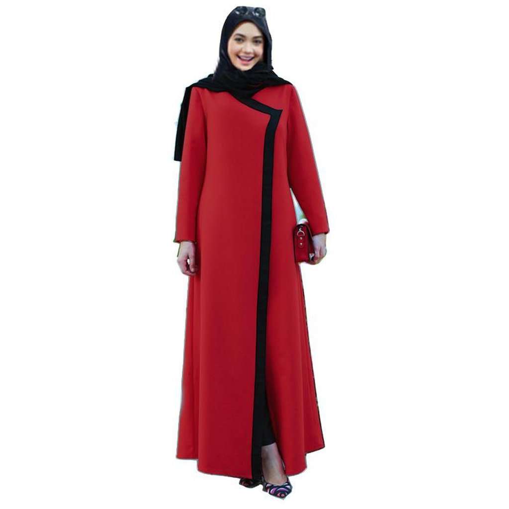 Coat Style Abaya Open Front Red-Women-Islamic Goods Direct