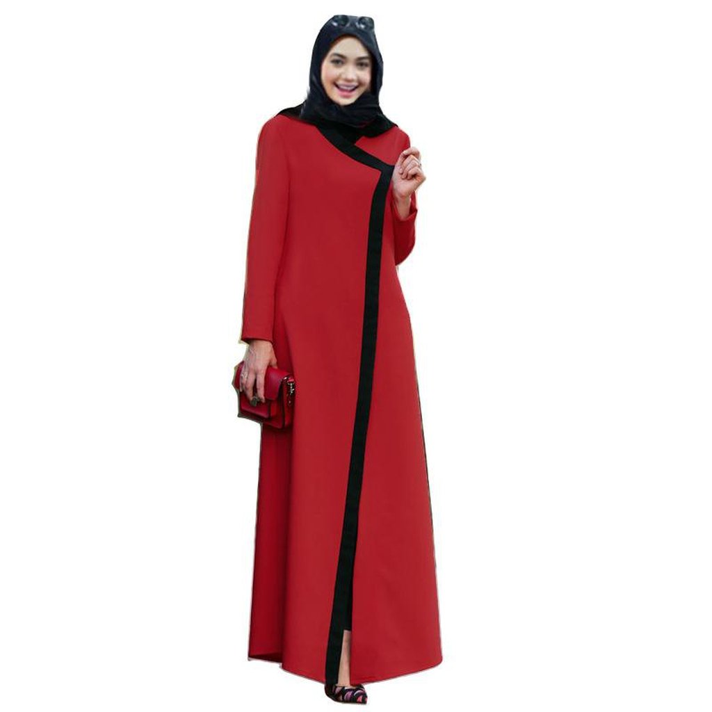 Coat Style Abaya Open Front Red-Women-Islamic Goods Direct