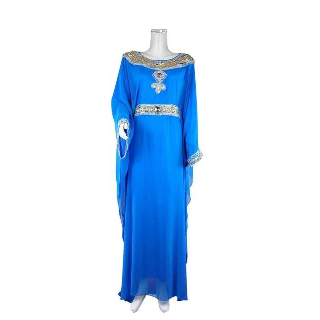 Embroidered Long Sleeve Dress (White, Blue, Pink &amp; Purple)-Women-Islamic Goods Direct