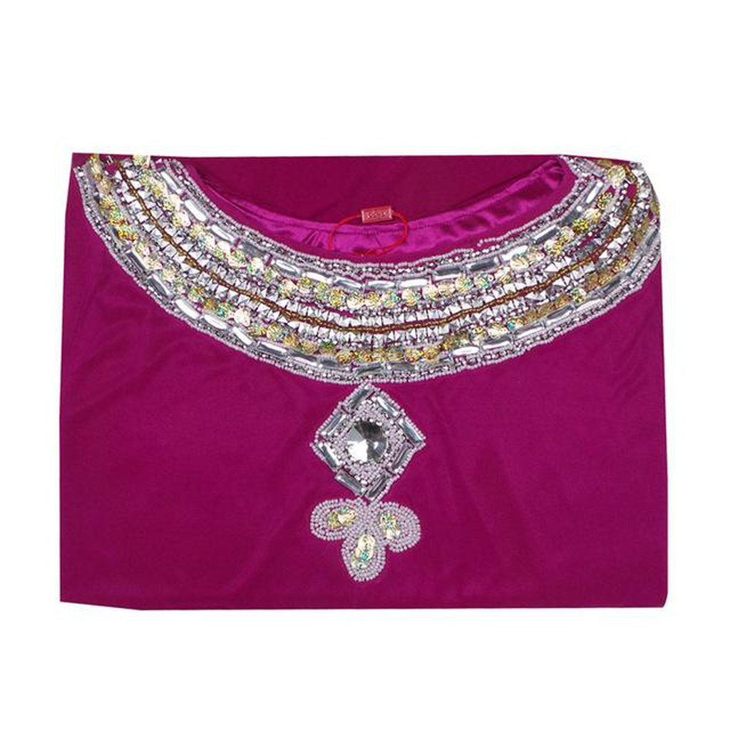 Embroidered Long Sleeve Dress (White, Blue, Pink &amp; Purple)-Women-Islamic Goods Direct