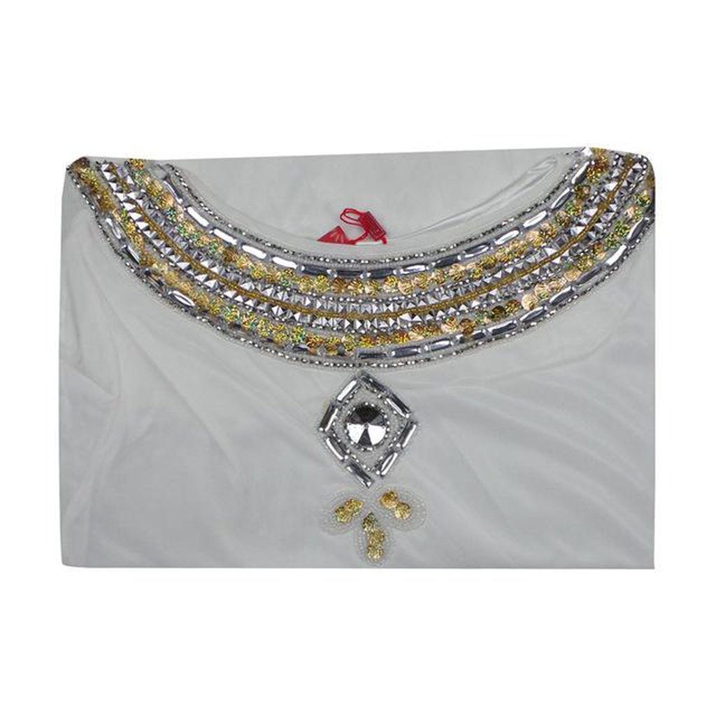 Embroidered Long Sleeve Dress (White, Blue, Pink &amp; Purple)-Women-Islamic Goods Direct