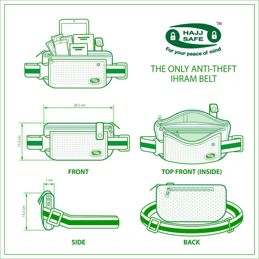 Hajj &amp; Umrah - Anti-Theft Waist Bag And Ihram Belt-Islamic Essential-Islamic Goods Direct