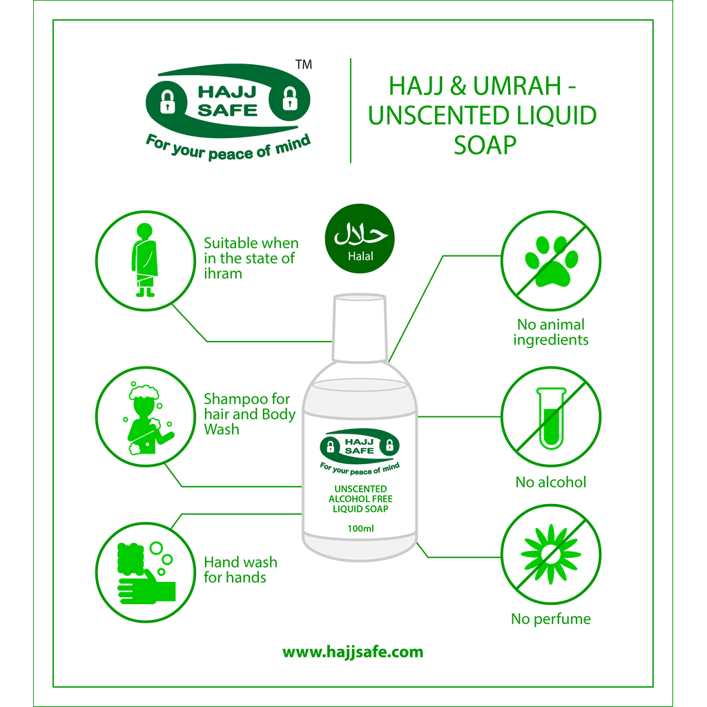 Hajj &amp; Umrah - Unscented Liquid Soap - PACK OF 3-Islamic Essential-Islamic Goods Direct