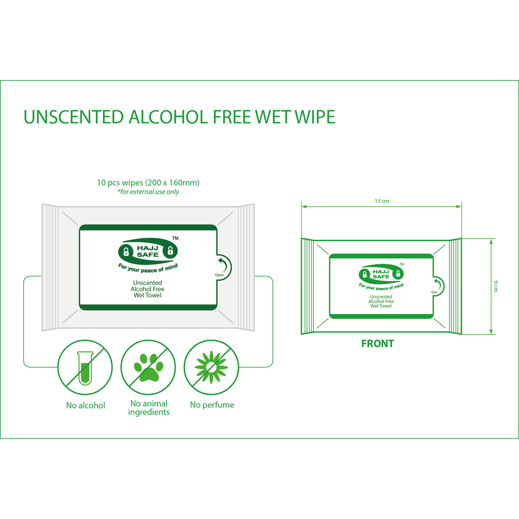 Hajj &amp; Umrah - Unscented Wet Wipes - Hand Towels - Pack of 4-Islamic Essential-Islamic Goods Direct