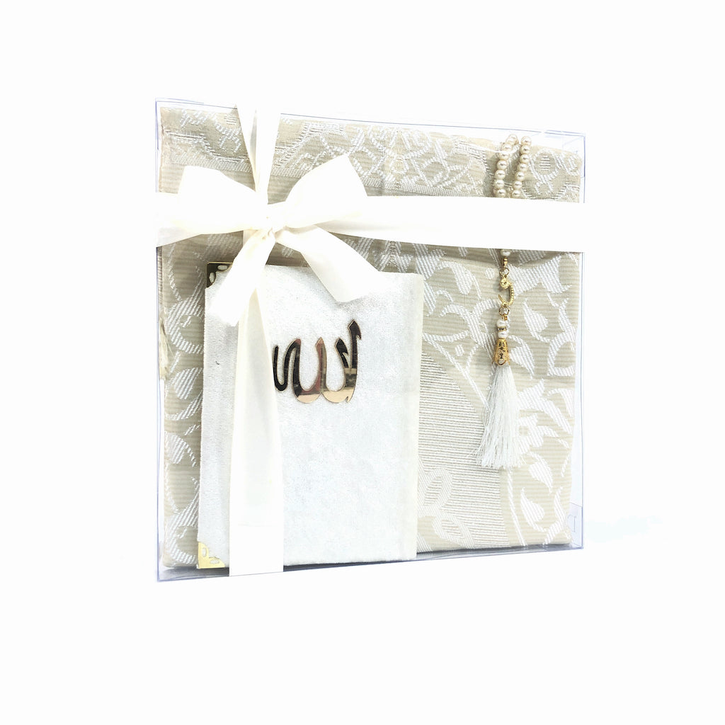 Islamic Gift box consists of a Prayer mat, Surah Book &amp; tasbih beads-Gift-Islamic Goods Direct
