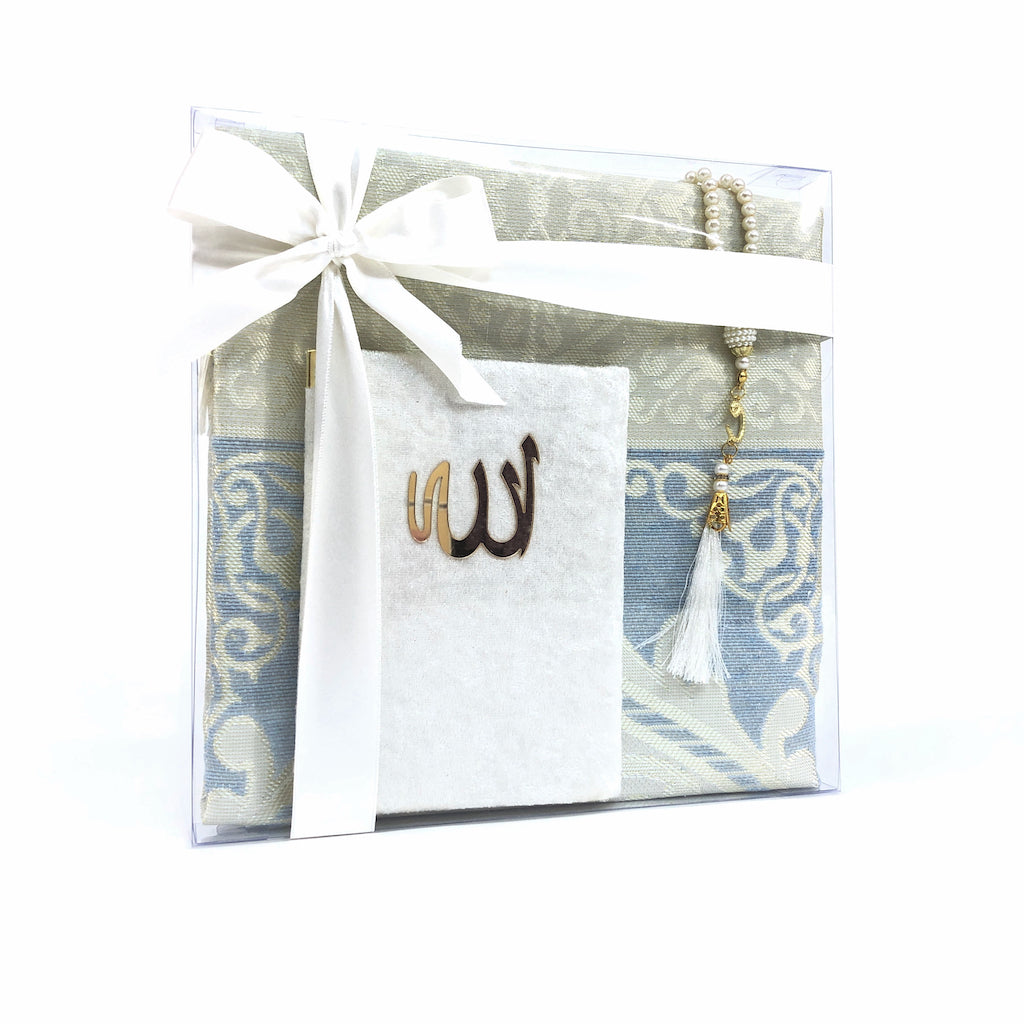 Islamic Gift box consists of a Prayer mat, Surah Book &amp; tasbih beads-Gift-Islamic Goods Direct
