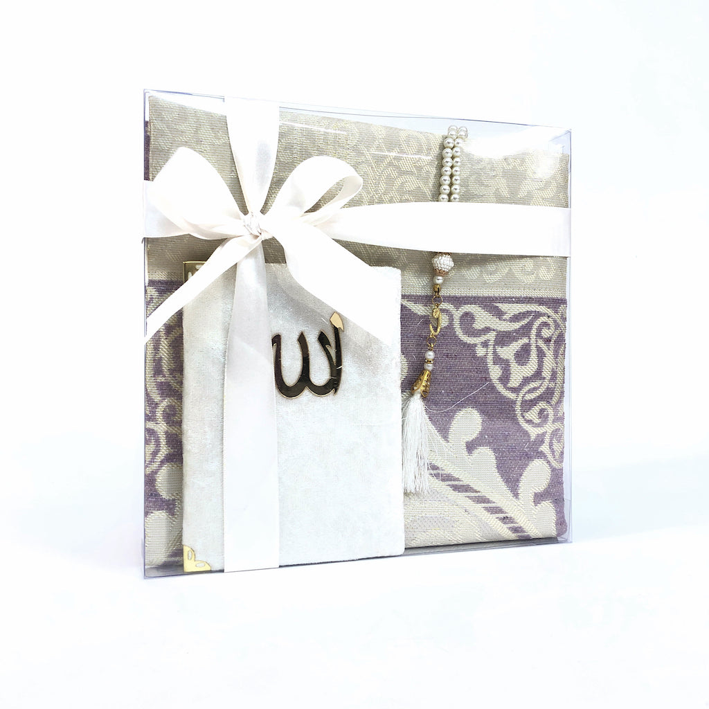 Islamic Gift box consists of a Prayer mat, Surah Book &amp; tasbih beads-Gift-Islamic Goods Direct