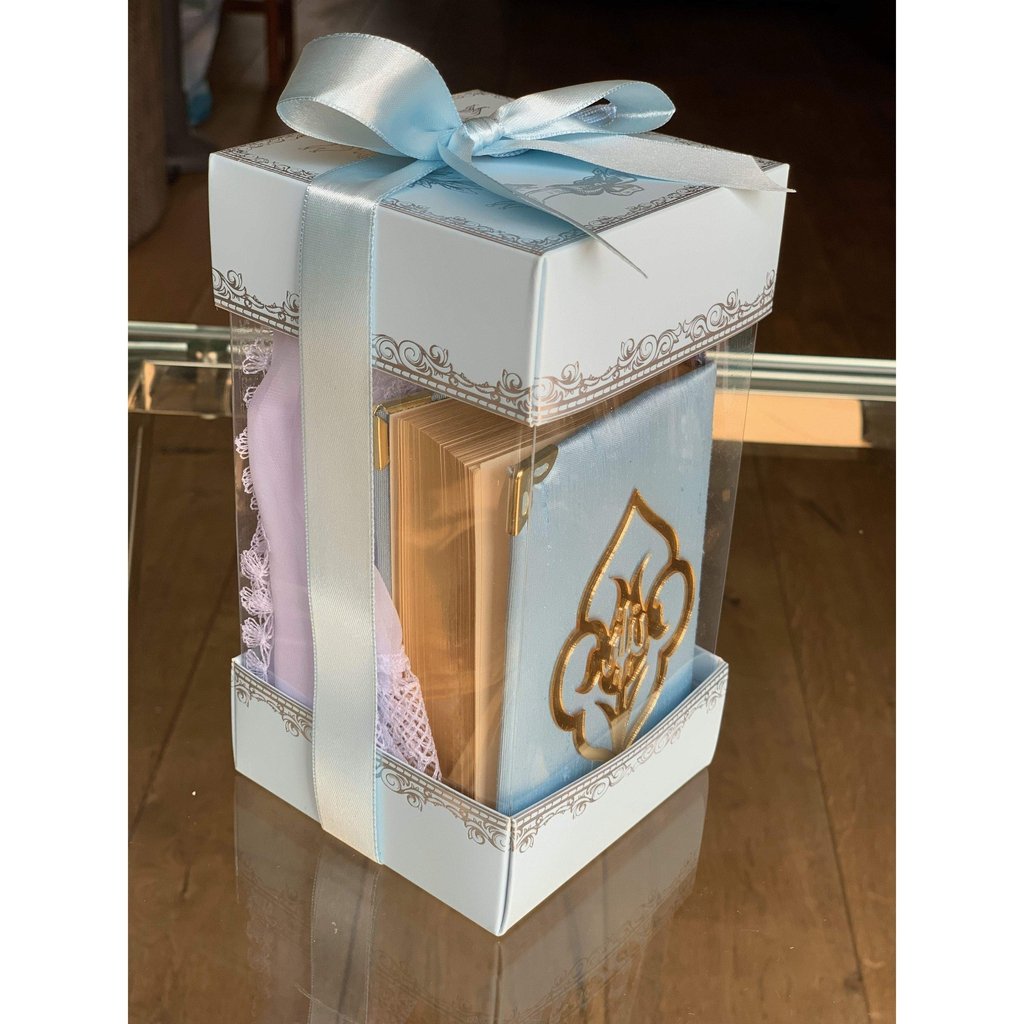 Islamic Gift Box with ladies head scarf and golden Quran in Arabic-Gift-Islamic Goods Direct