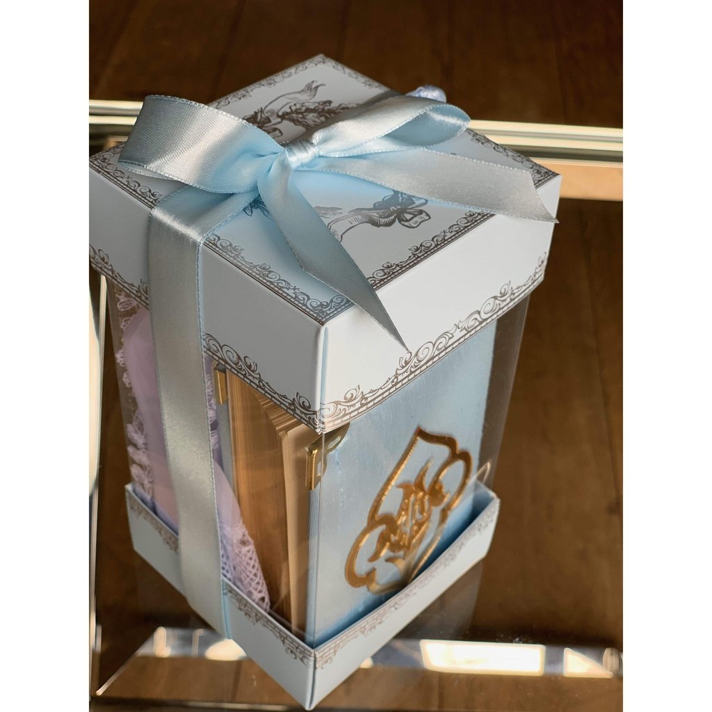 Islamic Gift Box with ladies head scarf and golden Quran in Arabic-Gift-Islamic Goods Direct