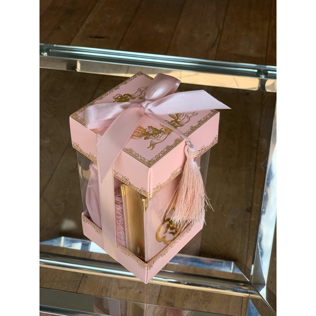 Islamic Gift Box with ladies head scarf and golden Quran in Arabic-Gift-Islamic Goods Direct