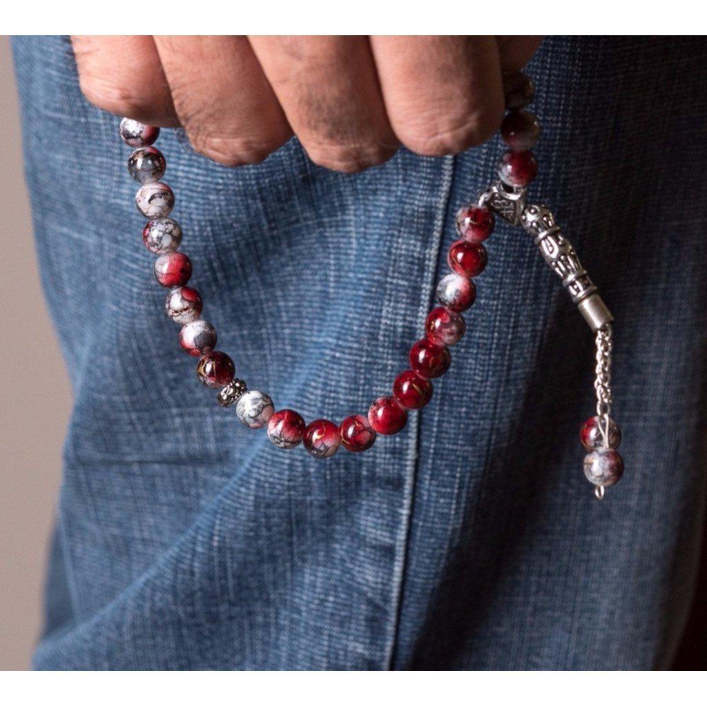 Red &amp; Silver Prayer Beads-Islamic Essential-Islamic Goods Direct