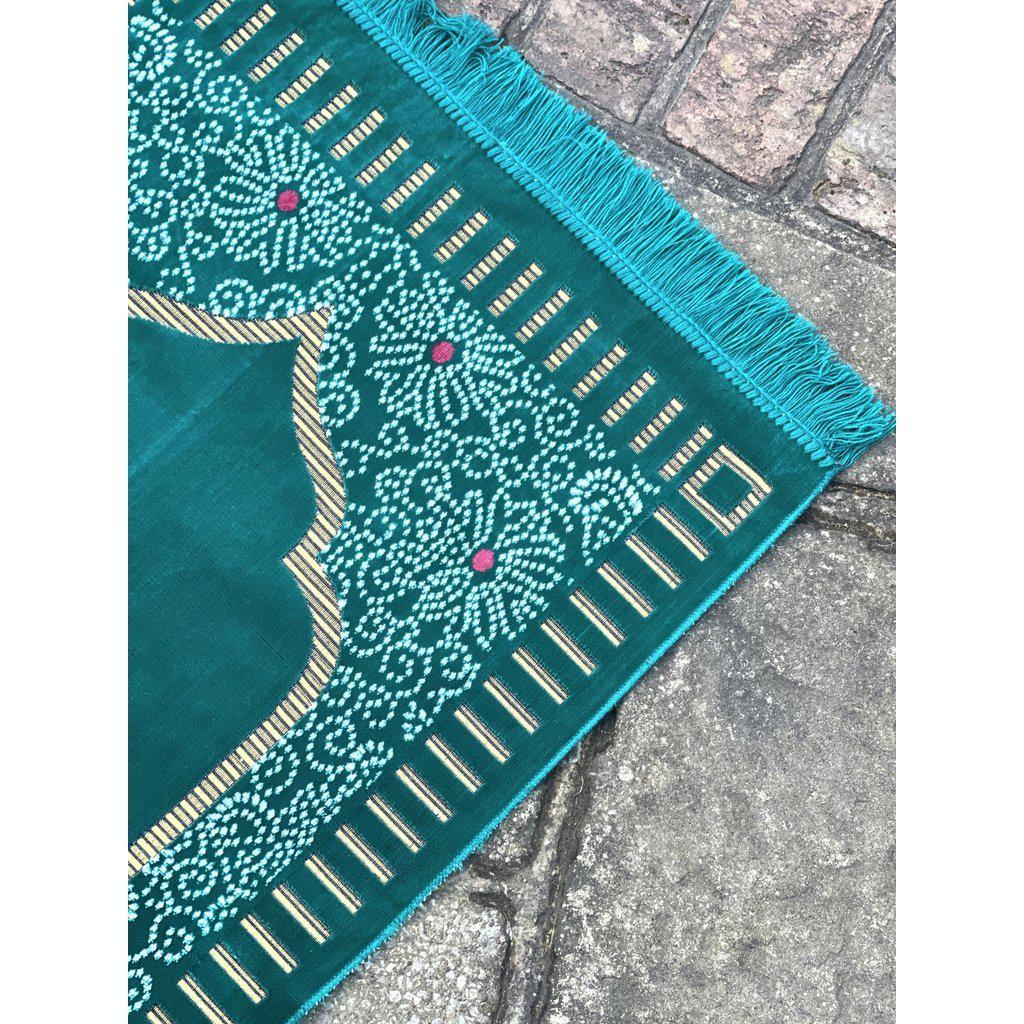 Velvety Islamic Prayer Mat for Muslim Salah with Tasbih Prayer Beads-prayer mat-Islamic Goods Direct