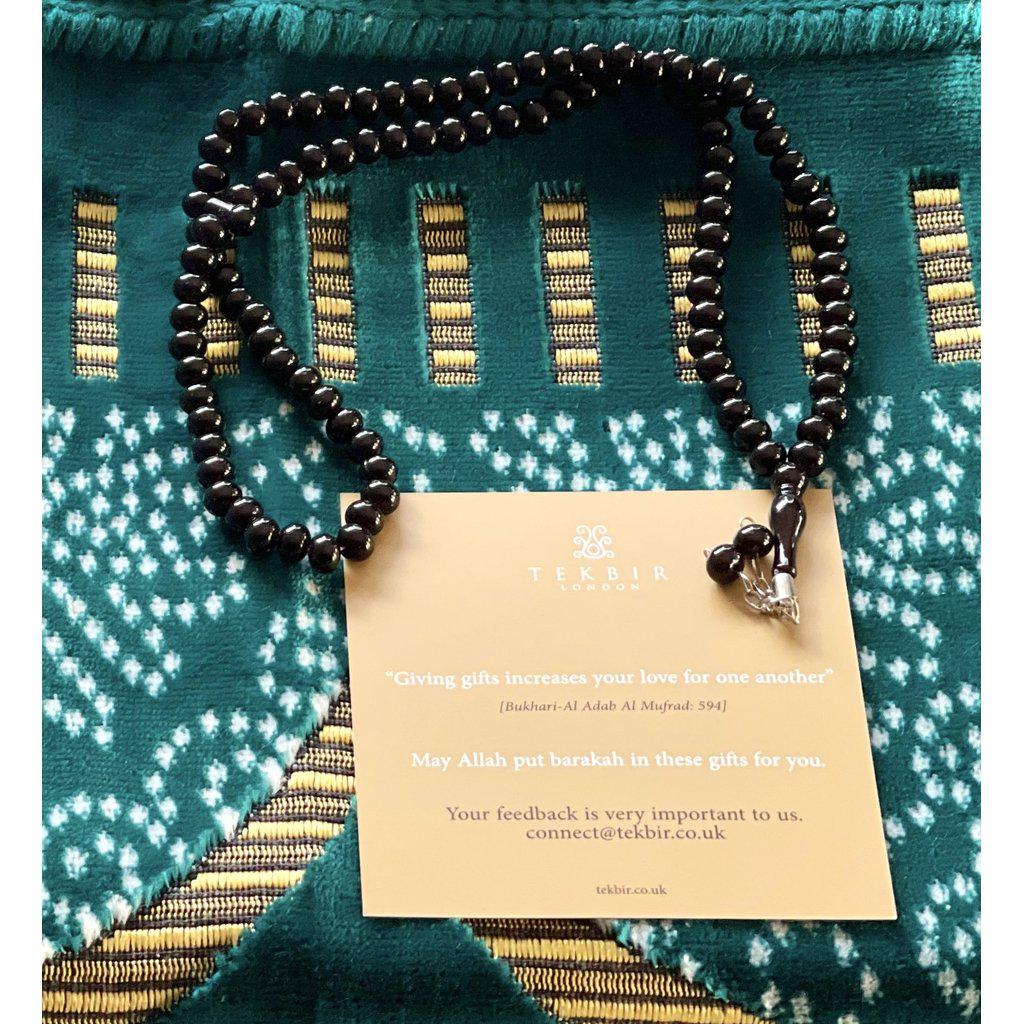 Velvety Islamic Prayer Mat for Muslim Salah with Tasbih Prayer Beads-prayer mat-Islamic Goods Direct
