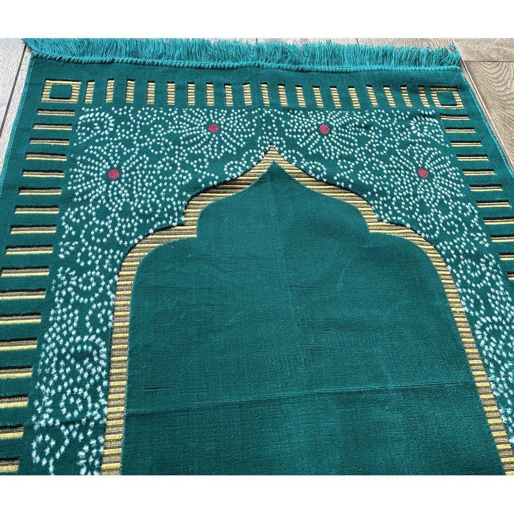 Velvety Islamic Prayer Mat for Muslim Salah with Tasbih Prayer Beads-prayer mat-Islamic Goods Direct