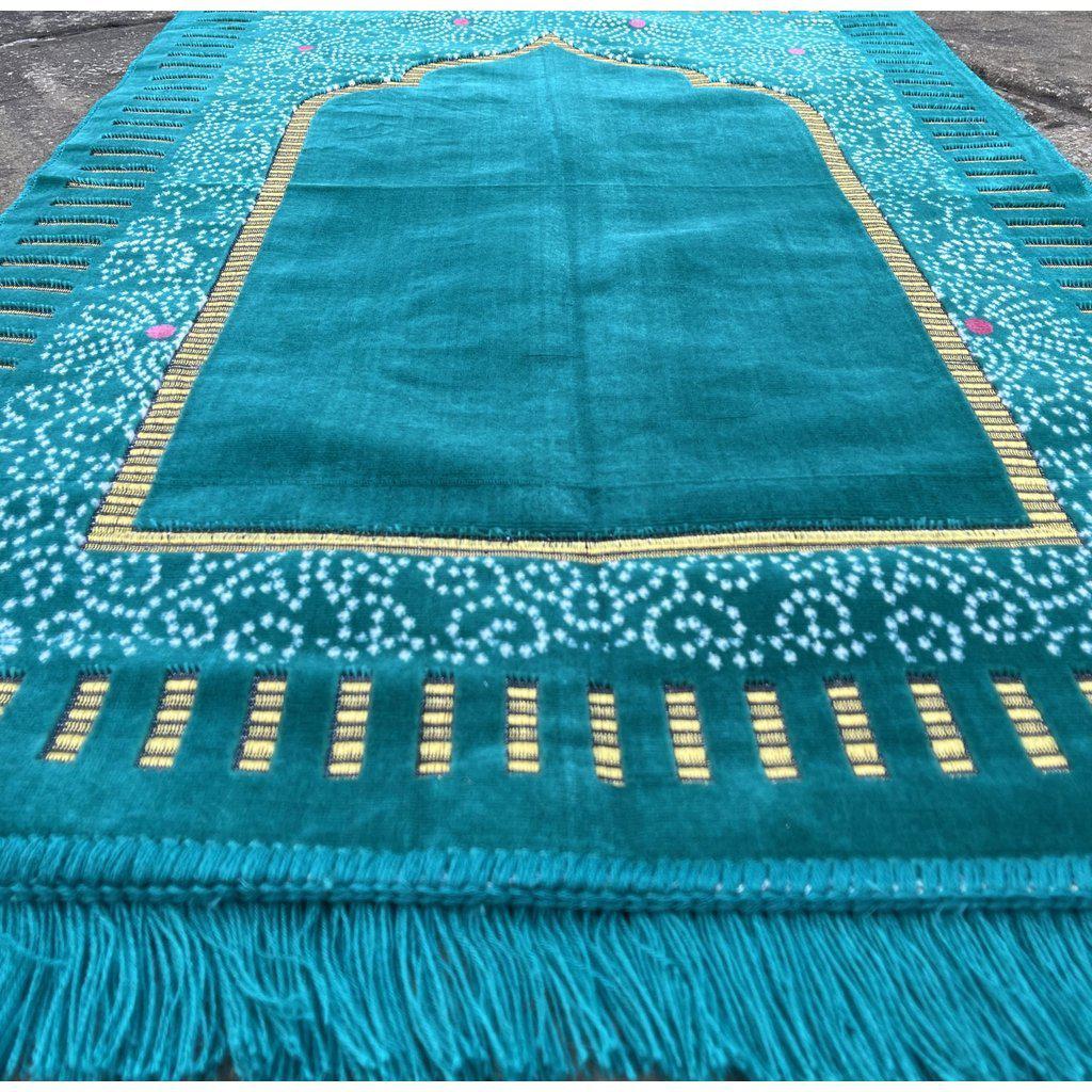 Velvety Islamic Prayer Mat for Muslim Salah with Tasbih Prayer Beads-prayer mat-Islamic Goods Direct