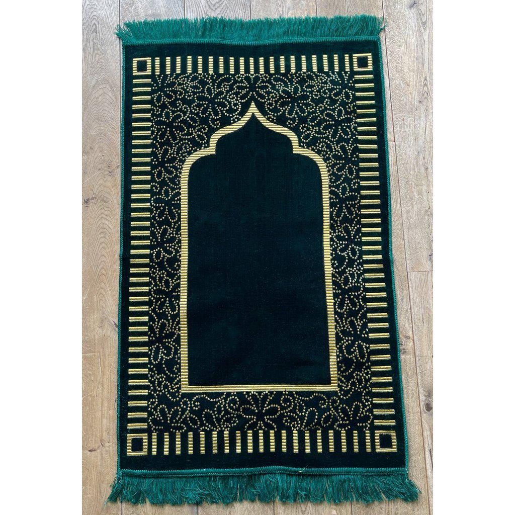 Velvety Islamic Prayer Mat for Muslim Salah with Tasbih Prayer Beads-prayer mat-Islamic Goods Direct