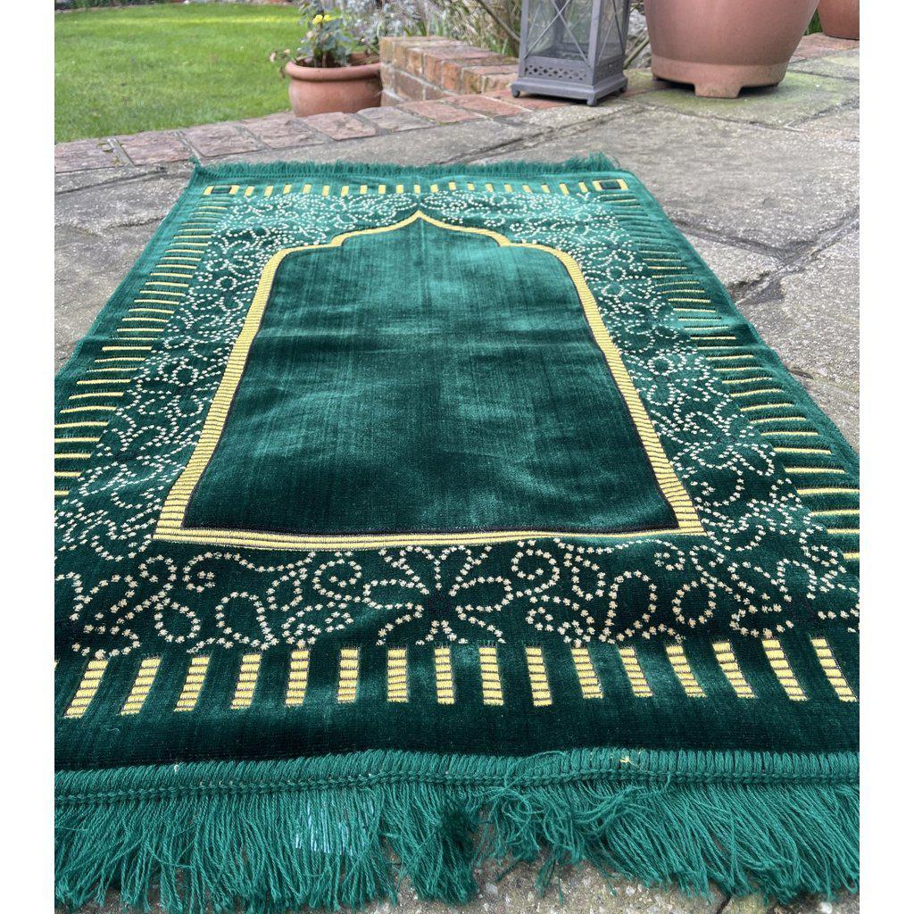 Velvety Islamic Prayer Mat for Muslim Salah with Tasbih Prayer Beads-prayer mat-Islamic Goods Direct
