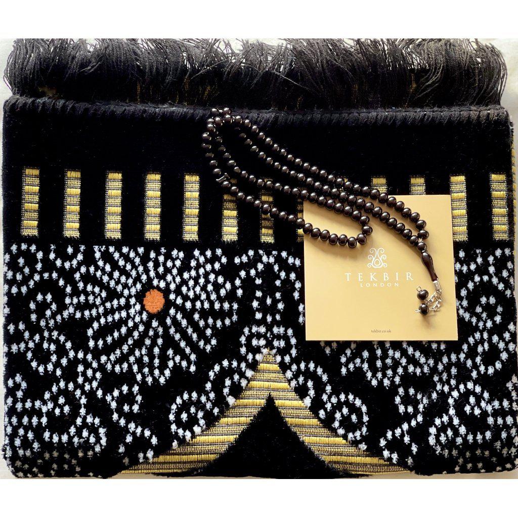 Velvety Islamic Prayer Mat for Muslim Salah with Tasbih Prayer Beads-prayer mat-Islamic Goods Direct