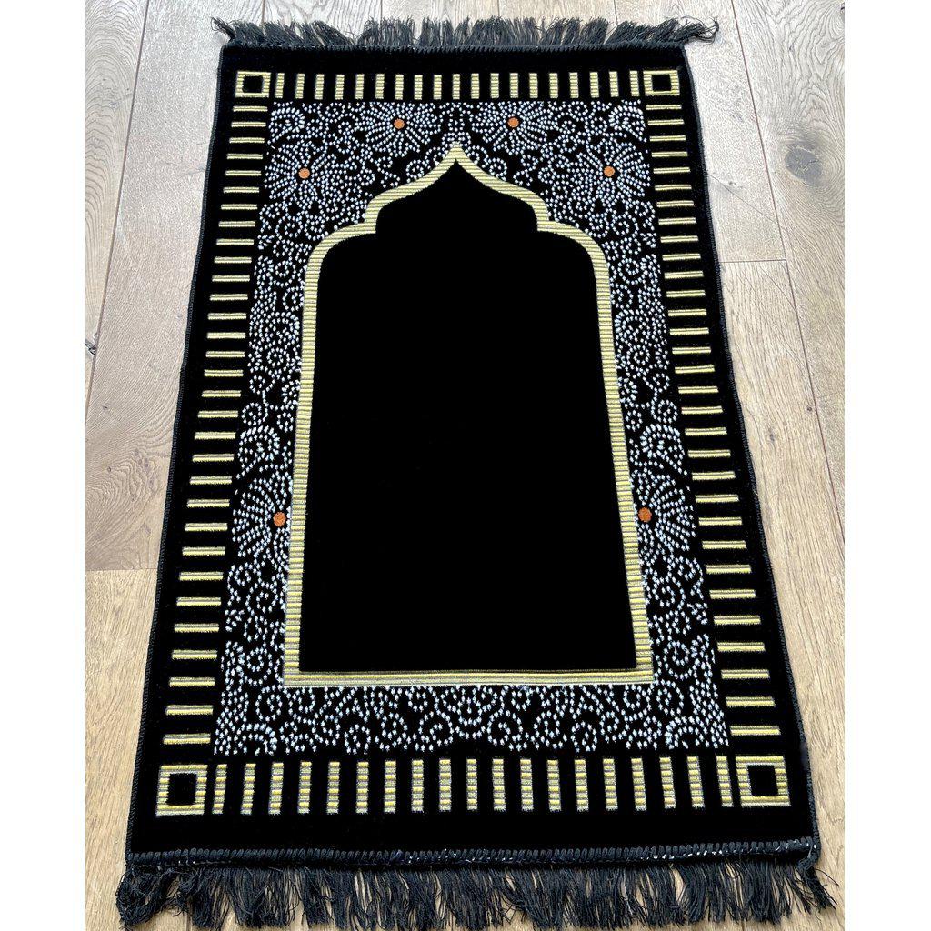 Velvety Islamic Prayer Mat for Muslim Salah with Tasbih Prayer Beads-prayer mat-Islamic Goods Direct