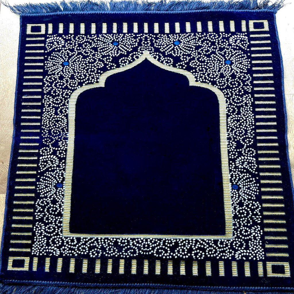 Velvety Islamic Prayer Mat for Muslim Salah with Tasbih Prayer Beads-prayer mat-Islamic Goods Direct