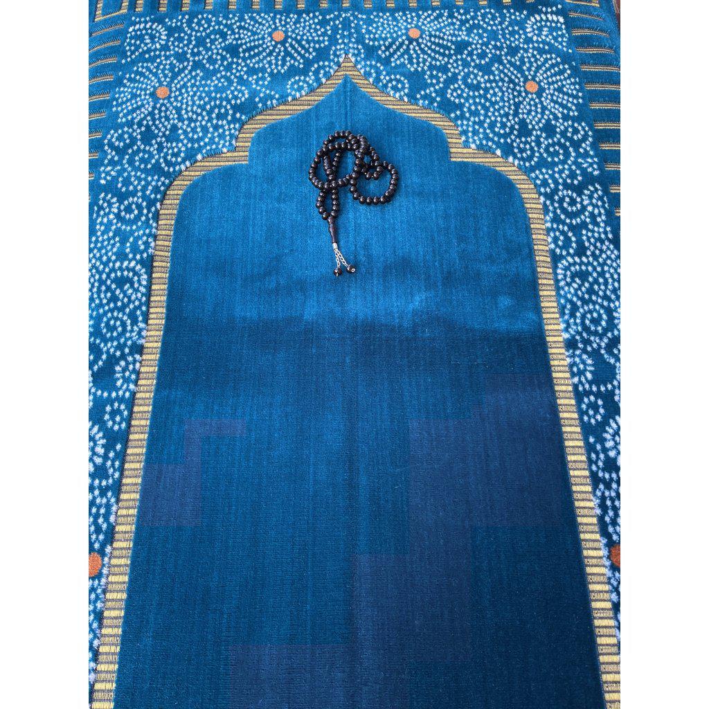 Velvety Islamic Prayer Mat for Muslim Salah with Tasbih Prayer Beads-prayer mat-Islamic Goods Direct
